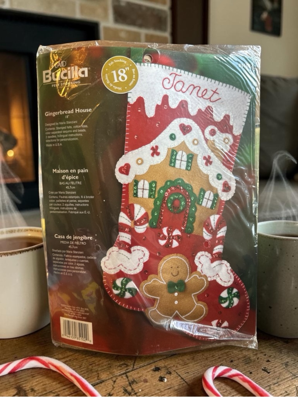 Bucilla Christmas Stocking Felt Applique Kit 18” Gingerbread House #85102 Sealed